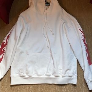 White Hoodie with Red flames